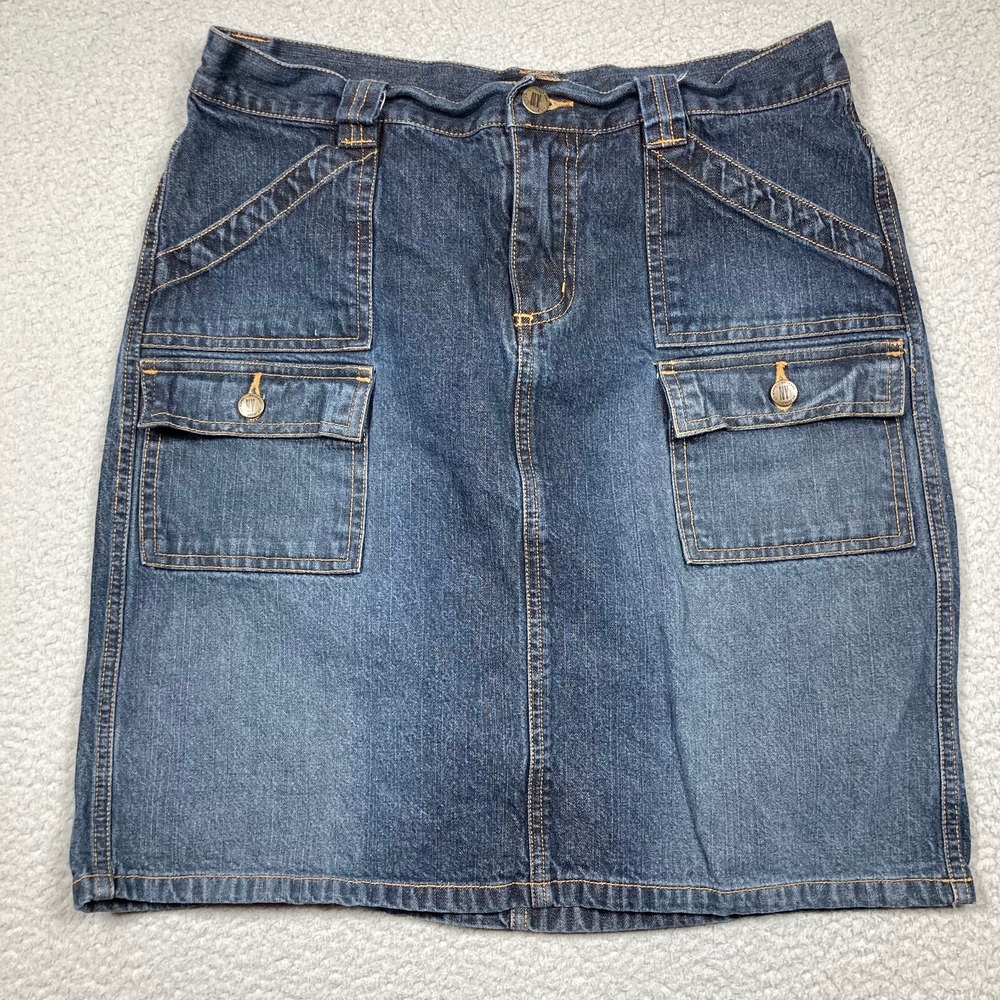 NY Jeans Co Short Skirt Women's 6‎ Blue Denim Cargo American Straight Classic
